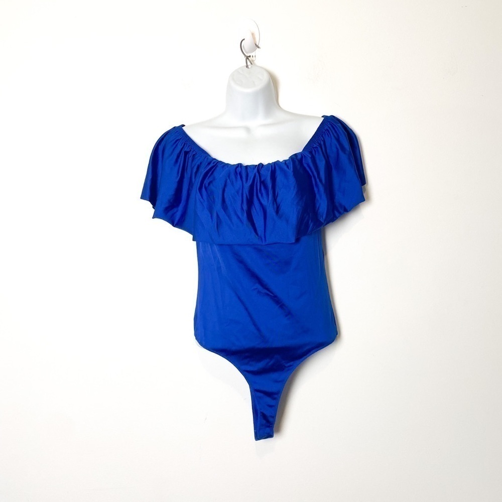 ONLY Royal Blue Ruffle Summer Bodysuit Top